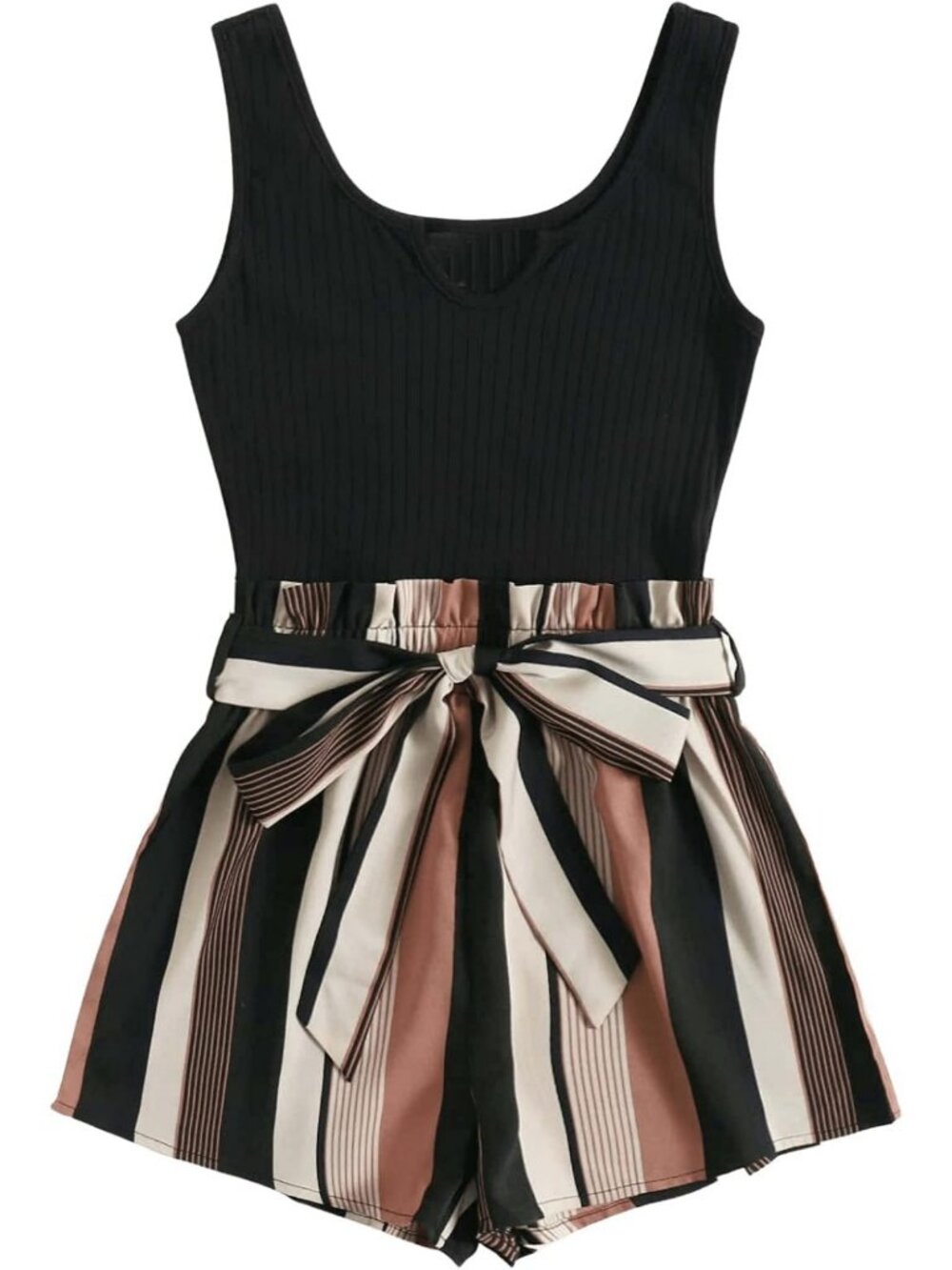 Summer Sleeveless Belted Tank Romper | Chic Short Jumpsuit for Women